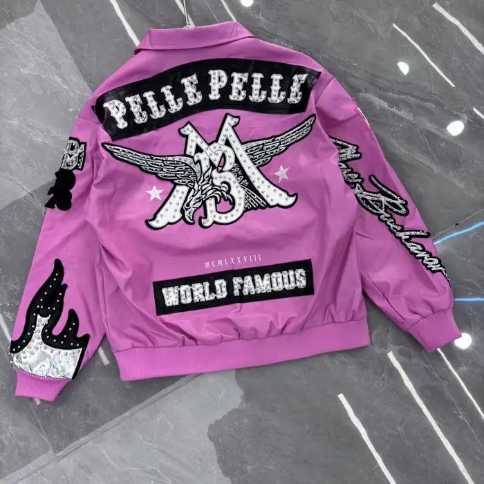 Veste en cuir brodée Hip Hop Aigle pour femme
