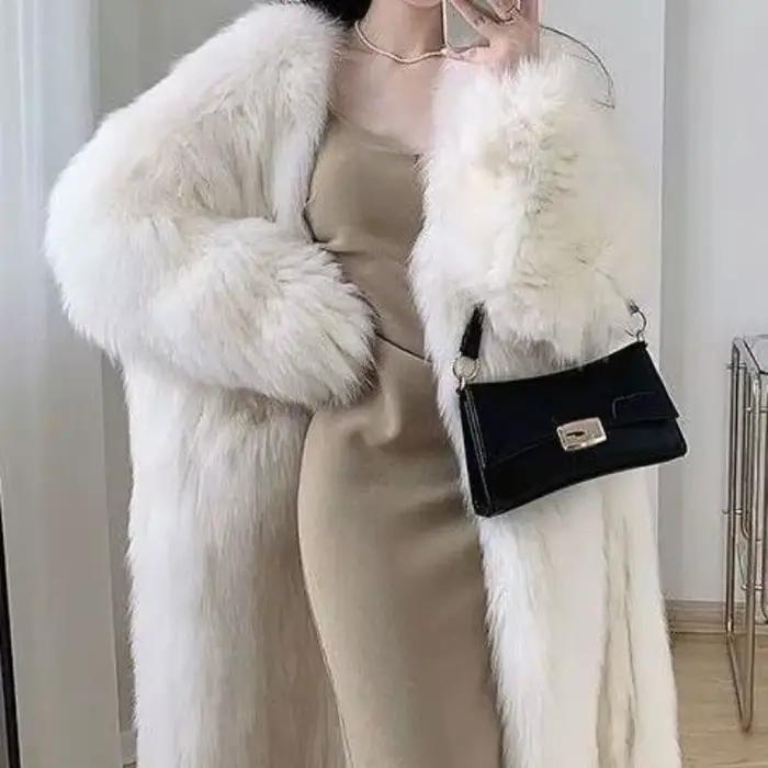 Manteau de fourrure moelleuse de luxe de haute qualité pour femme