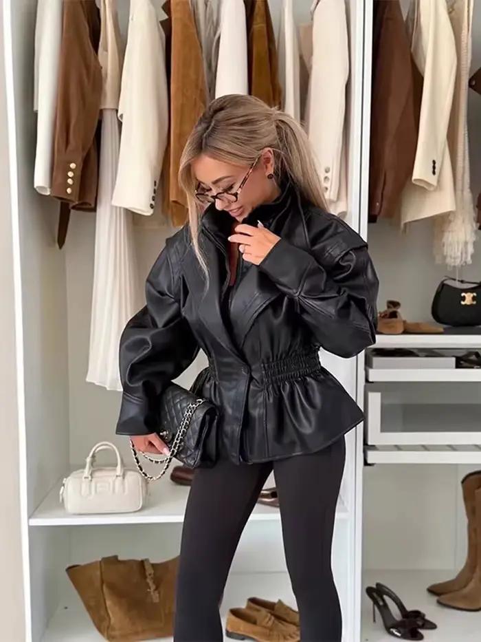 Veste en cuir pour femme