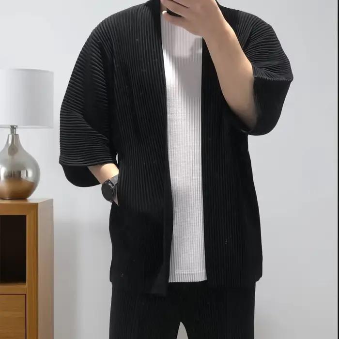 Miyake veste plissée hommes Cardigan japonais 2025 printemps et été nouveau plissé hommes ample grands Yards veste cent hauts amples