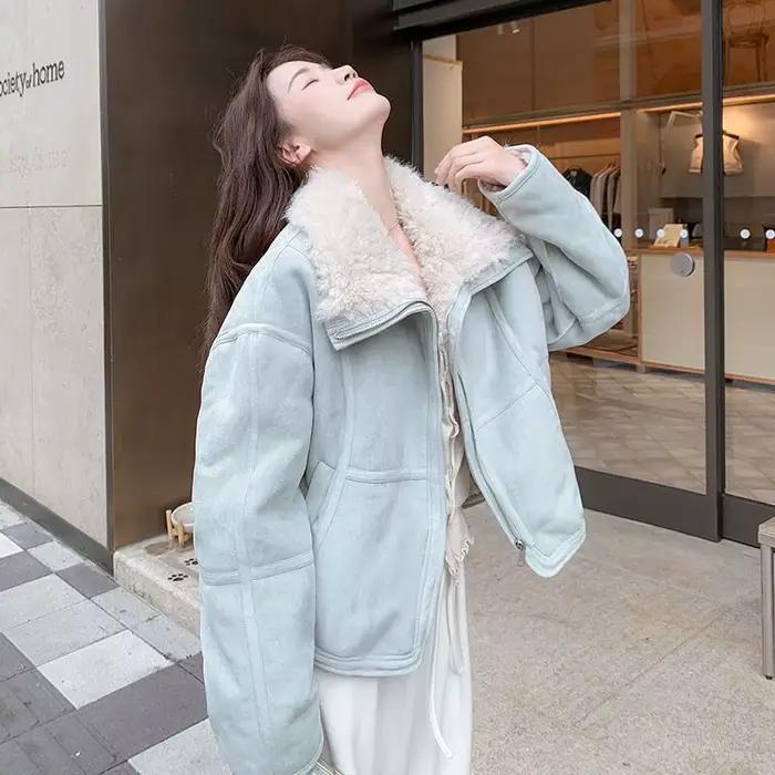 Manteau en fausse fourrure pour femme, veste matelassée unie, col rabattu, manches longues, fermeture éclair, coupe droite, style bureau décontracté, hiver 2026