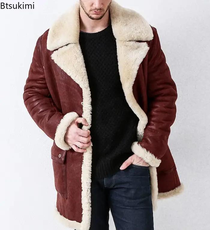 2025 hommes manteaux vestes d'hiver en cuir et fourrure intégré automne hiver produits épaissi fausse