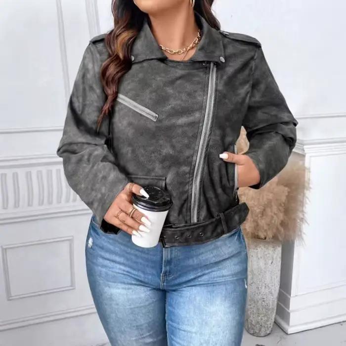 Veste courte en cuir PU pour femmes