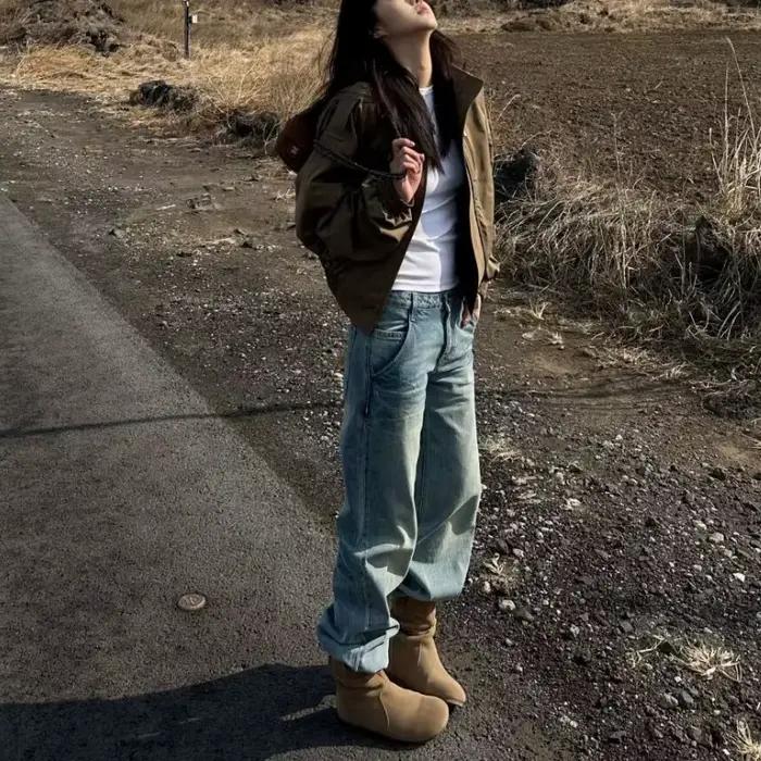 Veste kaki Vintage américaine pour femmes