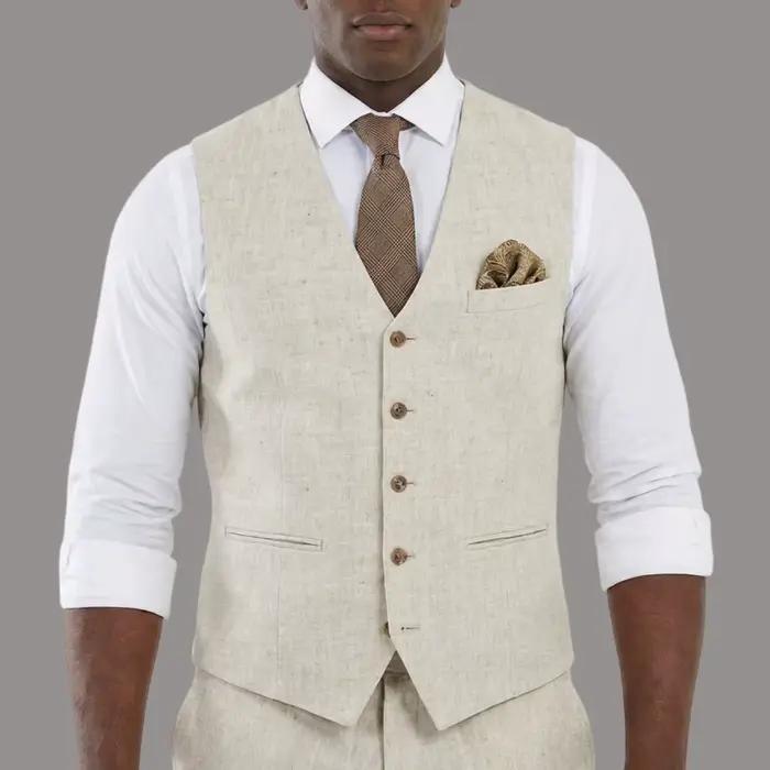 Gilet en lin beige pour homme