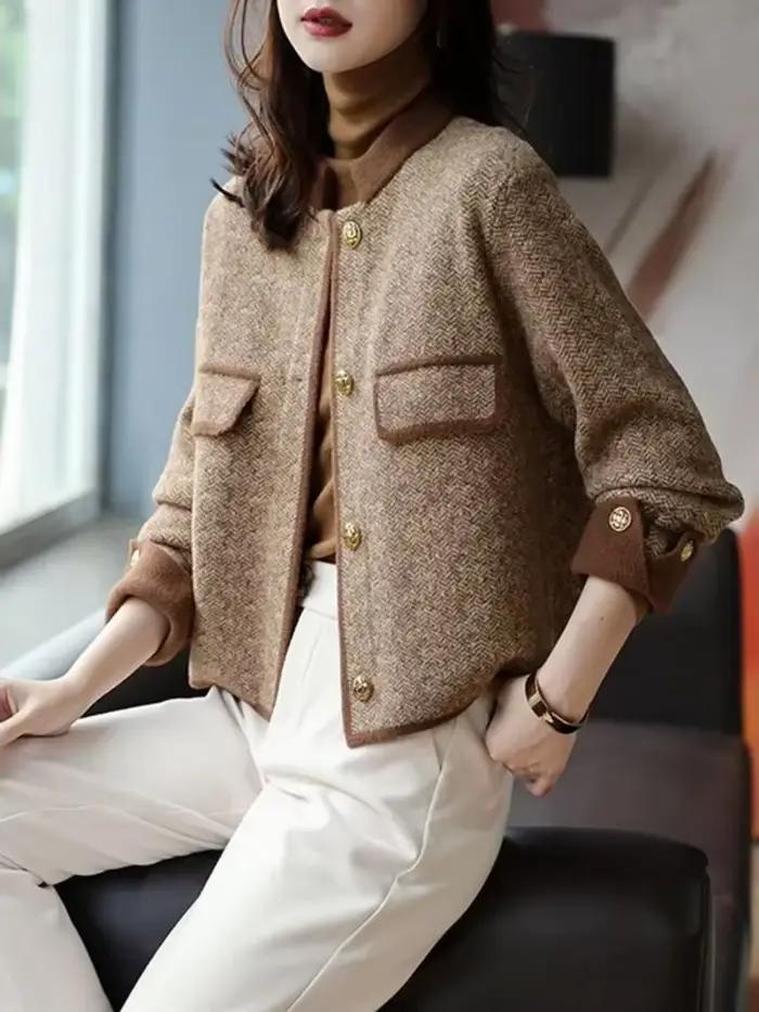 Manteau en mélange de laine demi-ogo pour femme