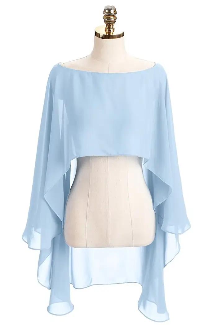 Capes douces pour femmes, veste de mariage en mousseline de soie, boléro de mariée, châle et enveloppes longs