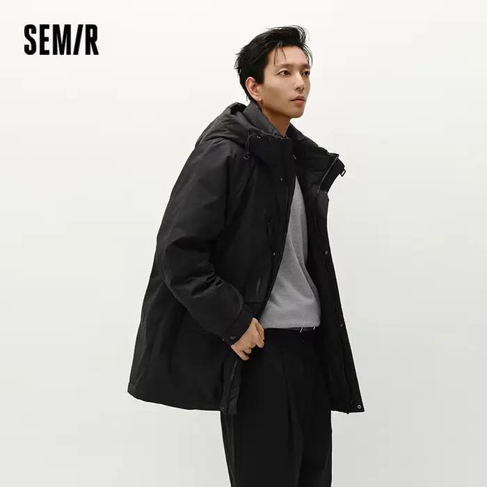 Semir doudoune hommes mi-longue à capuche Sport Colorblock 2025 hiver homme vêtements