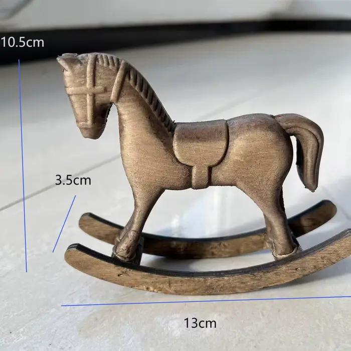 Décoration de cheval à bascule en bois, ornement de Statue de cheval en bois pour salon, bibliothèque, chambre à coucher, fêtes de bureau
