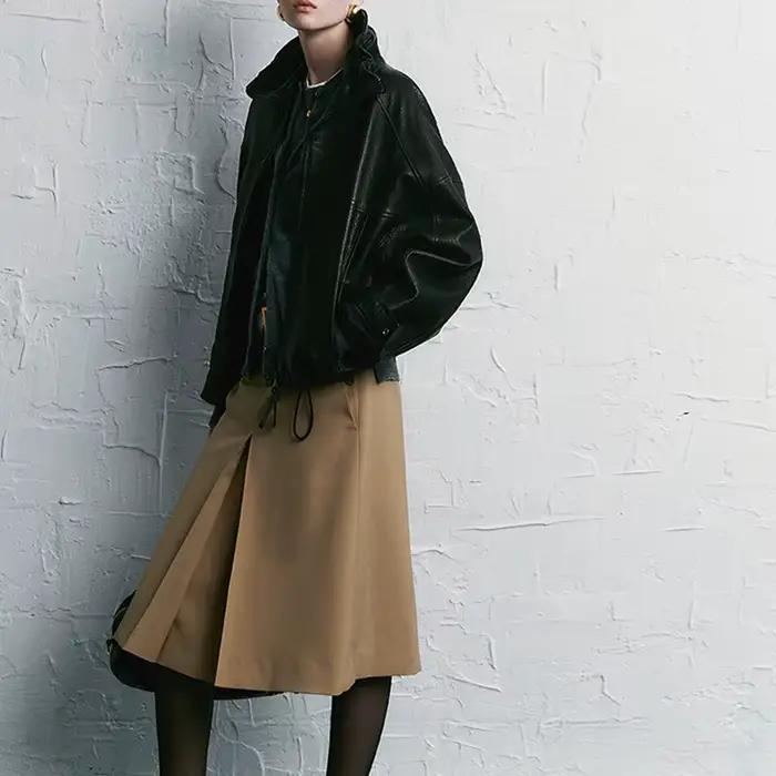 Veste en cuir véritable pour femme