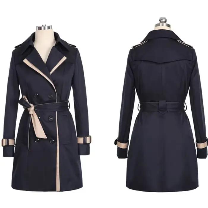 Trench Coat pour femmes 2025 automne décontracté Double boutonnage femme longue