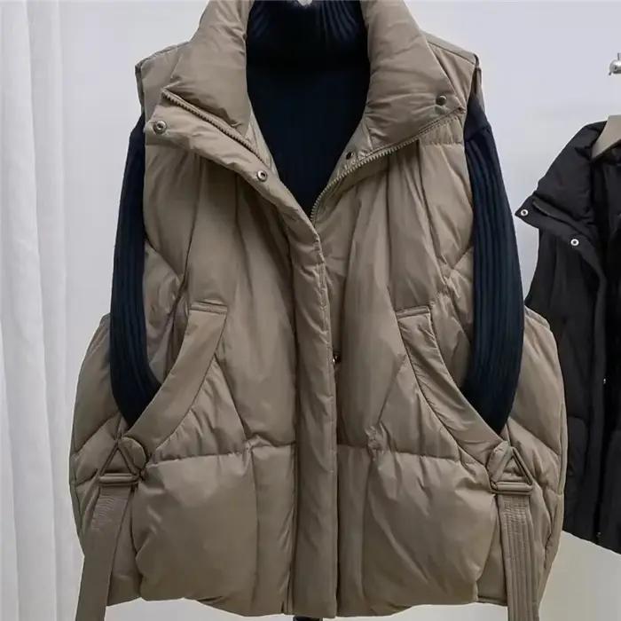 Hors saison grande taille femmes vers le bas coton rembourré gilet manteau 2025 automne hiver femme nouveau gilet veste mode survêtements