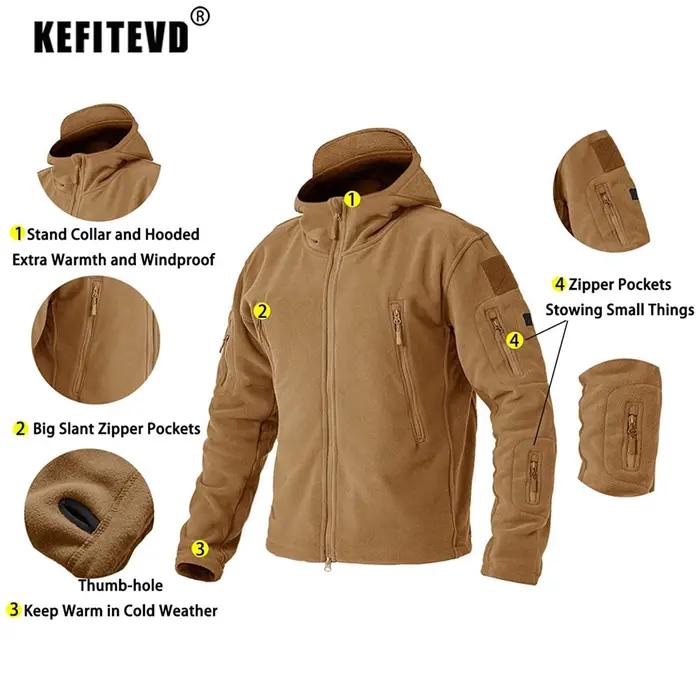 KEFITEVD veste tactique militaire pour hommes sweat à capuche polaire chaud Sport manteaux d'hiver en plein air