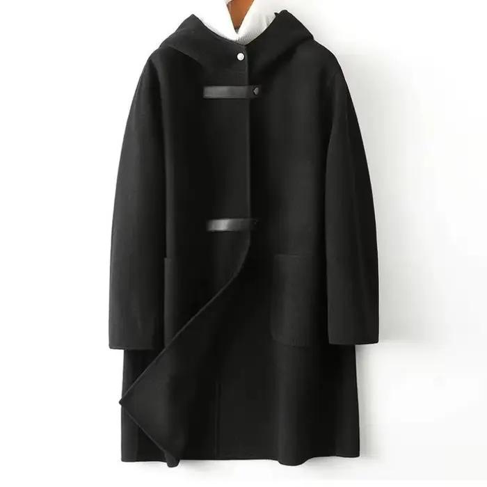 Nouvelle mode à capuche Double face POLYESTER manteau femmes automne hiver