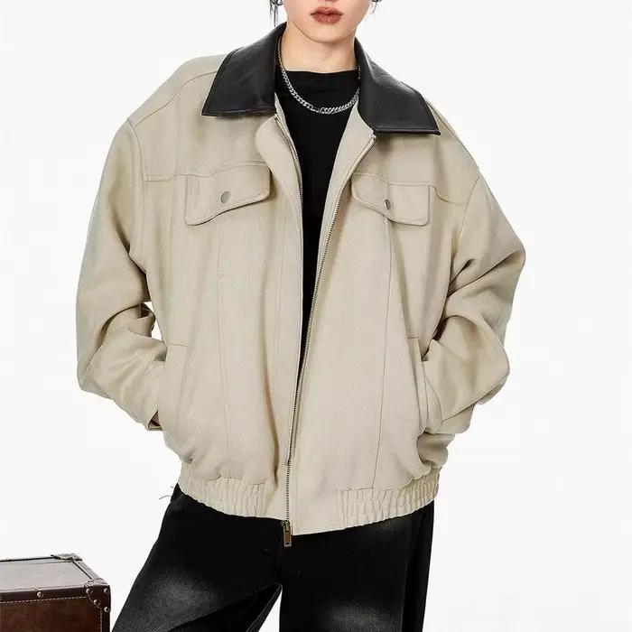 Manteau en cuir et daim pour femmes