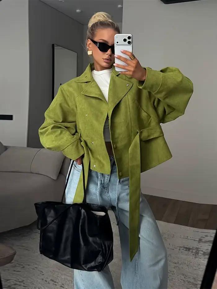 Veste Blazer Chic surdimensionnée à lacets pour femmes