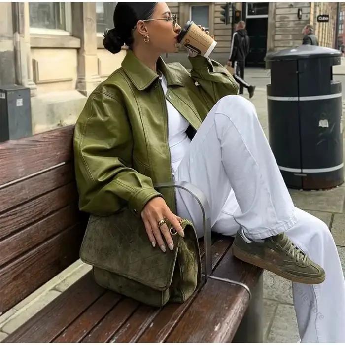 Veste en cuir pour femme