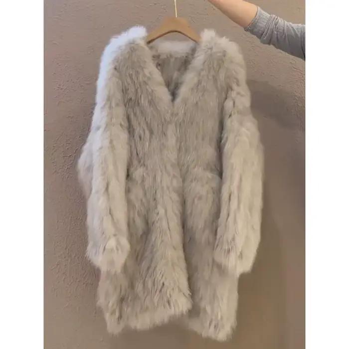 Manteau de fourrure moelleuse de luxe de haute qualité pour femme