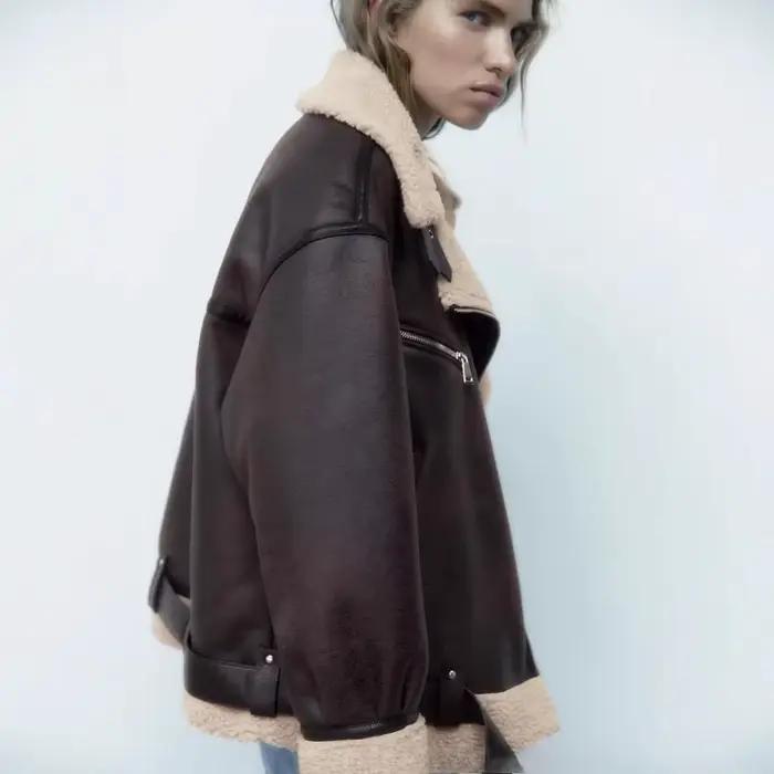 Veste composite à fermeture éclair ceinturée