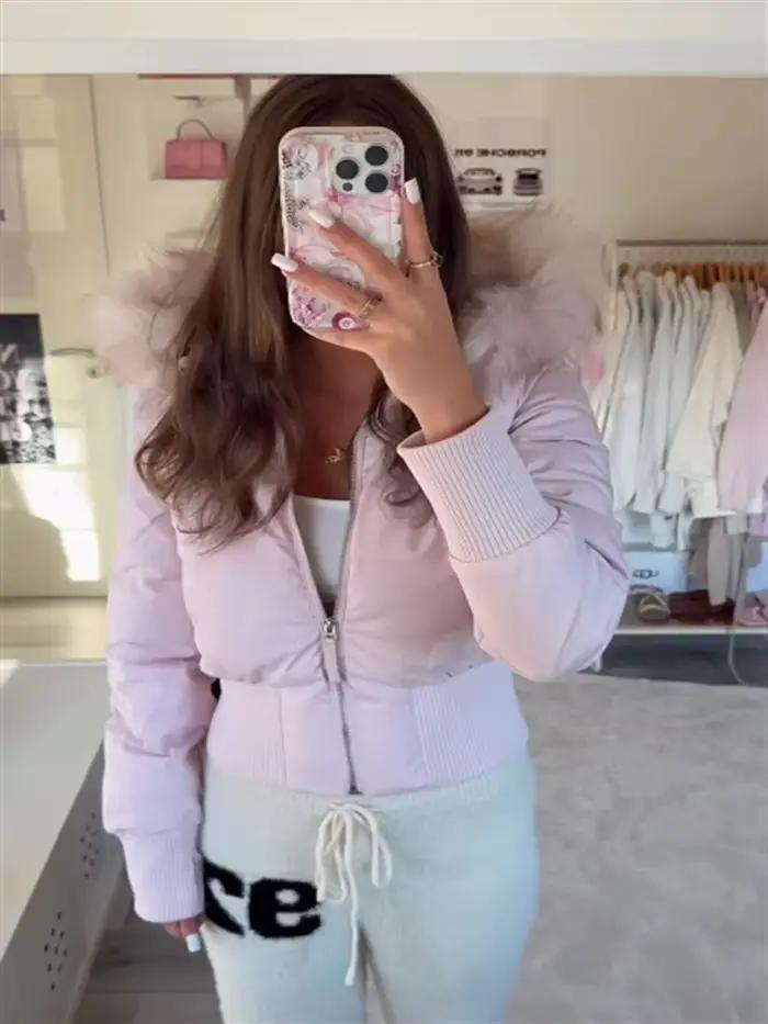 Manteaux en coton rembourré à capuche en fausse fourrure pour femme