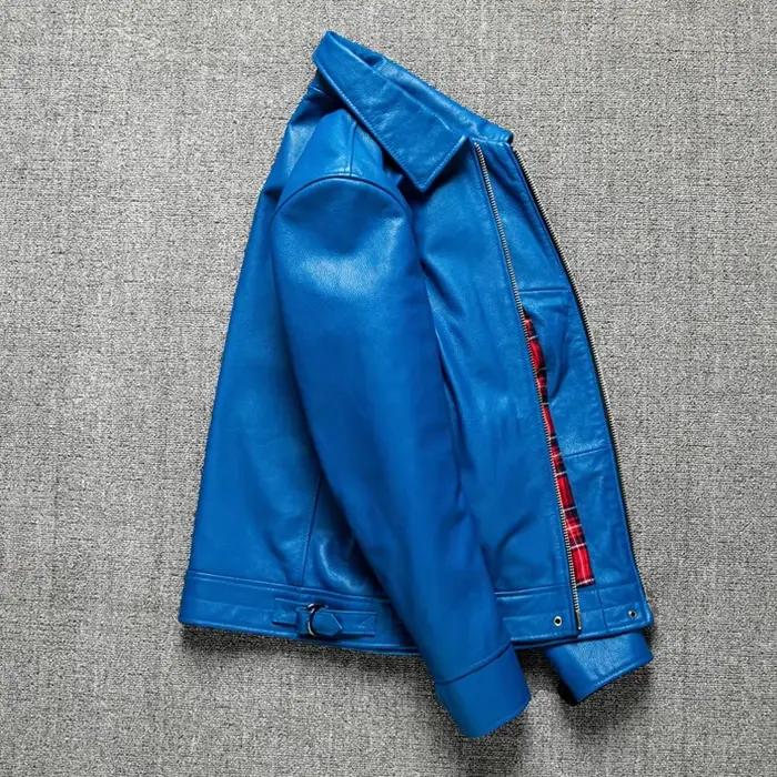 Veste décontractée en cuir véritable pour homme