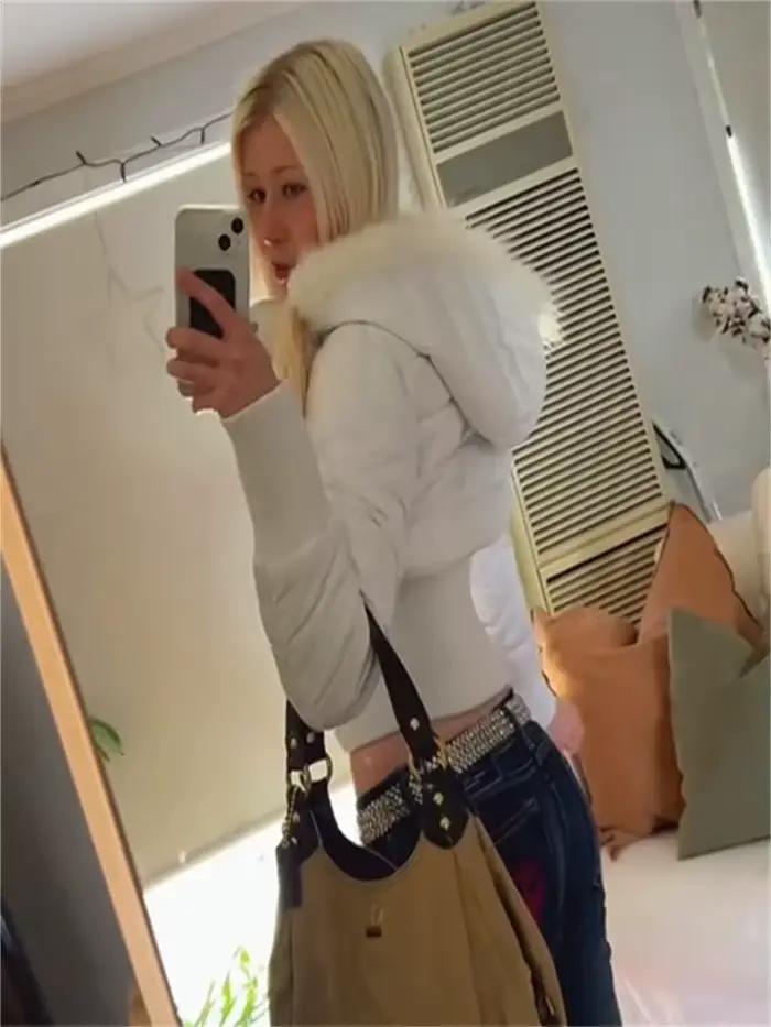 Manteaux en coton rembourré à capuche en fausse fourrure pour femme