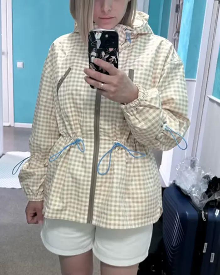 Veste pour femme 2026 Nouvelle collection automne, veste à carreaux ample à manches longues pour femme, manteau décontracté chic, vêtement d'extérieur oversize pour femme