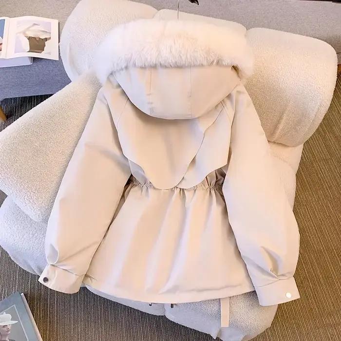 Veste d'hiver à capuche doublée polaire pour femme