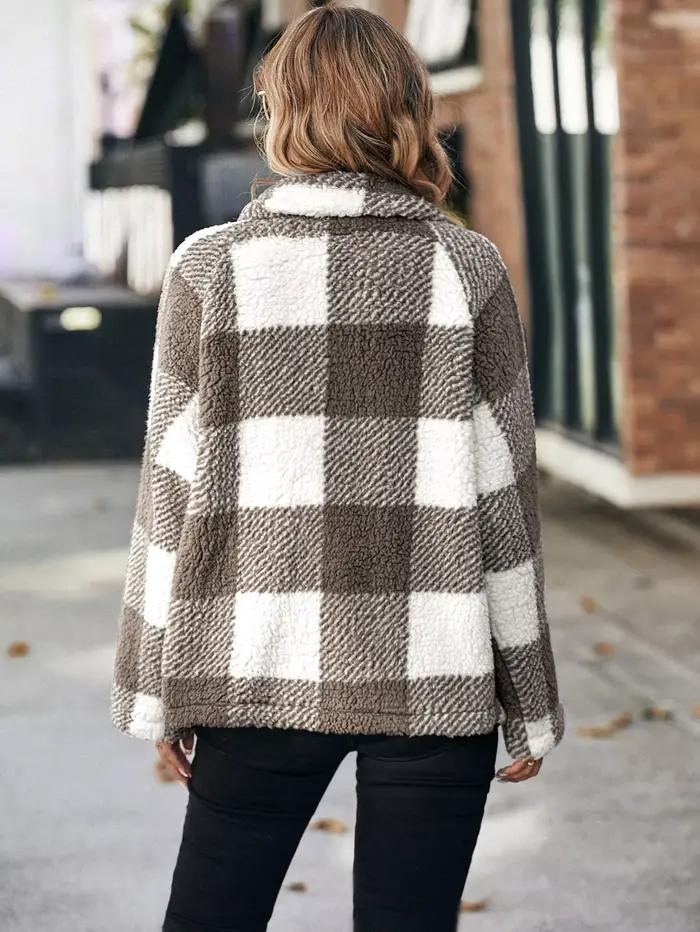 Veste en fourrure synthétique à motifs plaid pour femmes élégantes automne hiver à offrir pour des occasions spéciales