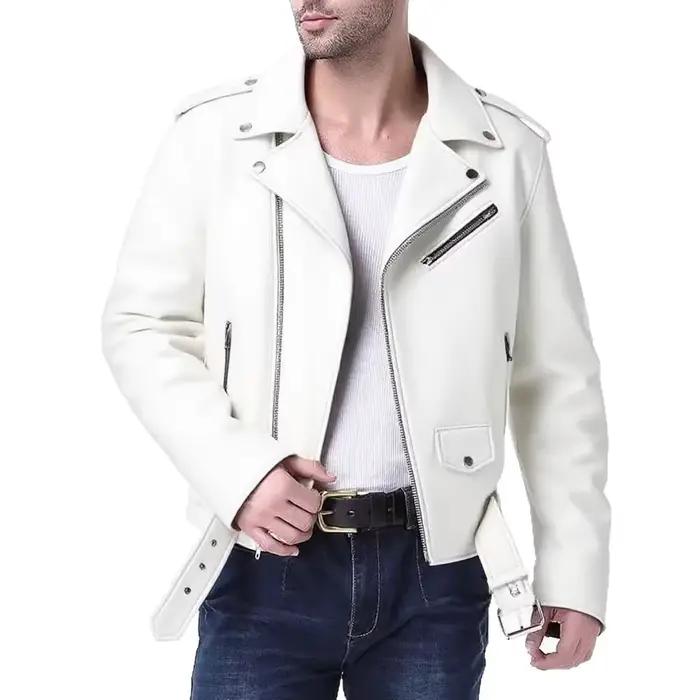 Veste en cuir PU coupe cintrée élégante pour hommes style moto veste de motard avant-garde pour hommes occassions spéciales tenues d'événements