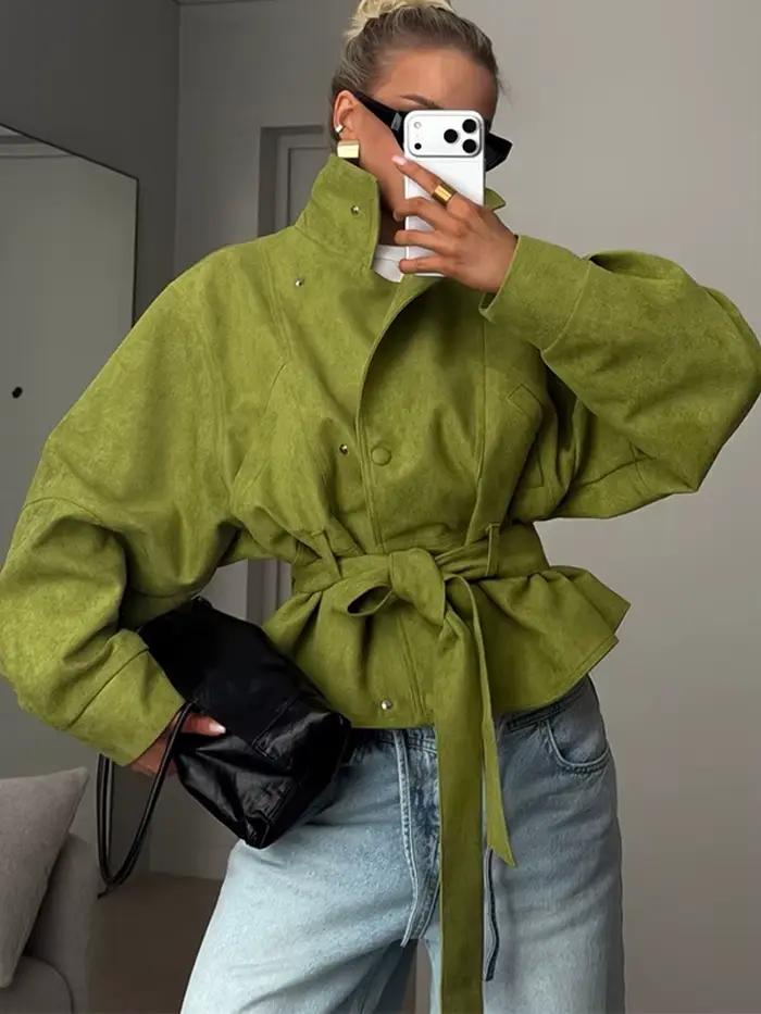 Veste Blazer Chic surdimensionnée à lacets pour femmes