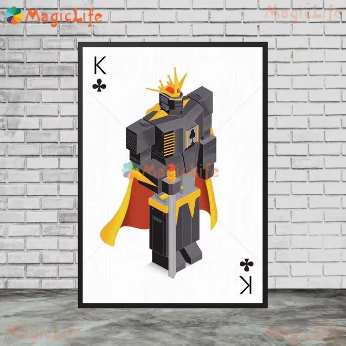 King cartes à jouer dessin animé Poker Bar photos murales pour salon affiche nordique mur Art toile peinture décor à la maison sans cadre