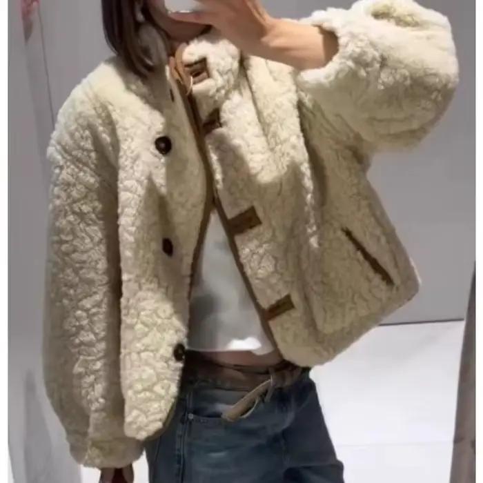Veste bywindto polyester reversible col en V boutons fermeture simple boutonnage femme printemps automne occassions spéciales style moderne