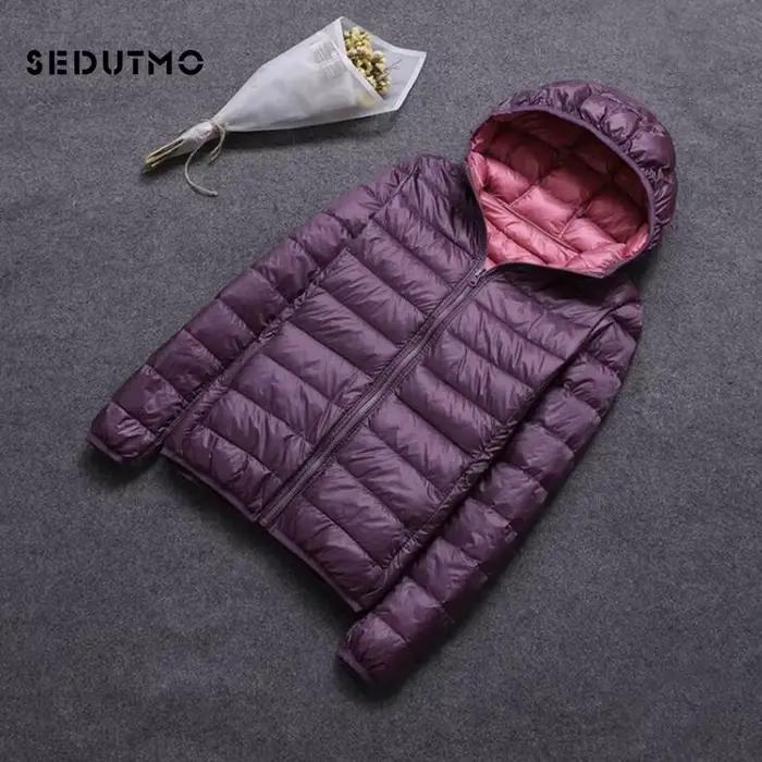SEDUTMO hiver canard vers le bas manteau femmes à capuche deux côtés porter vestes Ultra léger