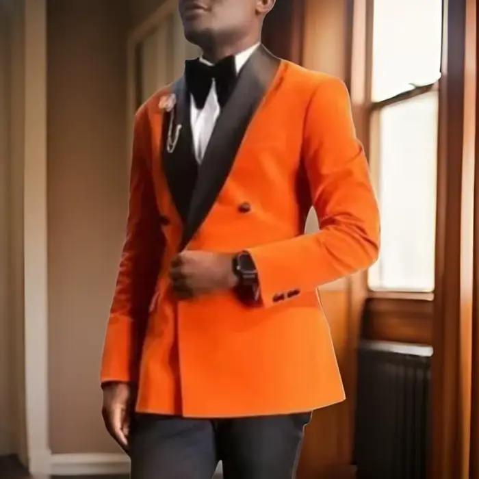 Veste en velours trempé Tunetak blazer de mariage élégant pour hommes, coupe couverte, double boutonnage, style décontracté pour automne et hiver