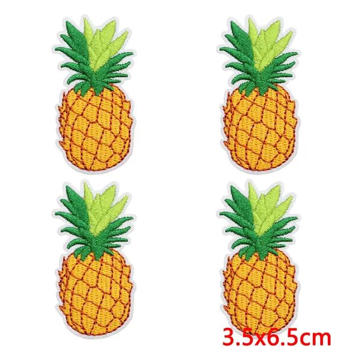 Lot de 10 patchs brodés de dessins animés sur le thème de la forêt tropicale hawaïenne, motifs ananas, cocotiers et feuilles, à thermocoller pour vêtements DIY