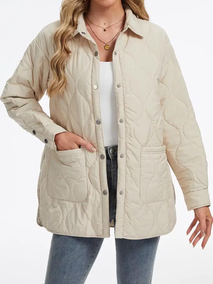 Veste matelassée légère pour femmes TACVASEN en polyester avec détails en forme d'oignon et ourlet en arc pour l'hiver, élégante et pratique à offrir pour toutes occasions hivernales