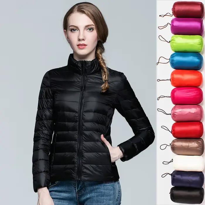 Parka courte à capuche en duvet de canard blanc pour femme, veste mince ultra-légère, manteau chaud, automne, hiver, 2024