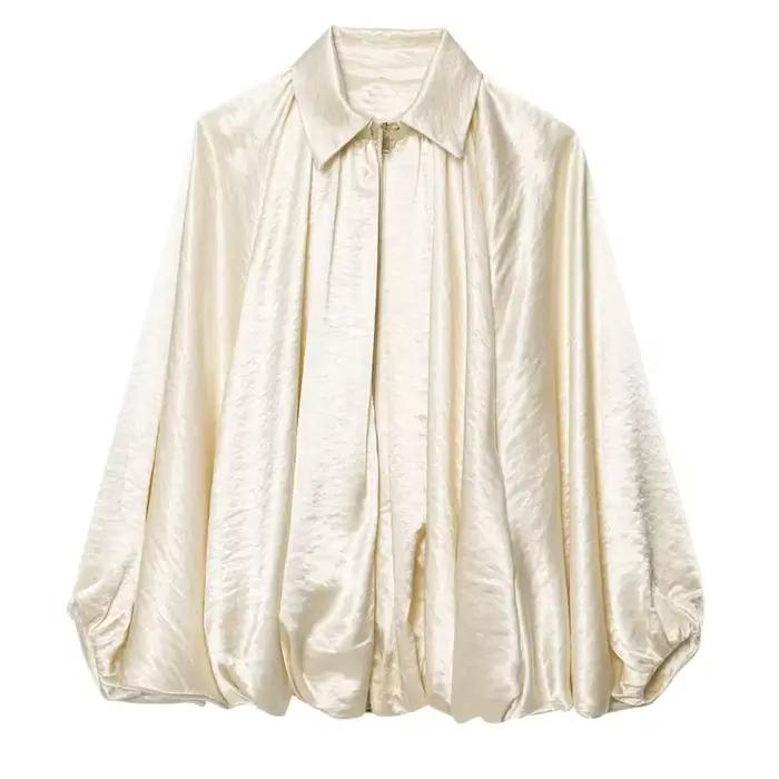 HXAO femmes Bomber veste plis grande taille vestes femme gonflée recadrée