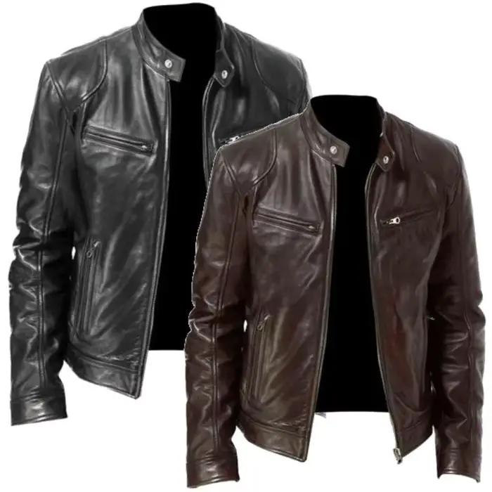 Veste de moto en cuir pour hommes, manteau de Style Punk, col montant, mode jeunesse, vêtements d'extérieur décontractés, fabriqués en chine, offre spéciale