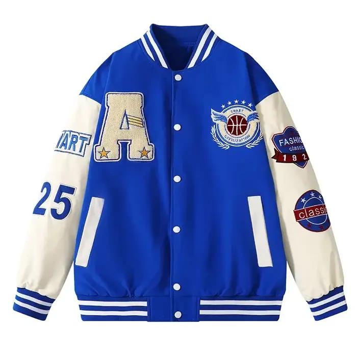 Varsity Baseball Bomber veste hommes Hip Hop Harajuku os lettre Patchwork vestes en cuir Streetwear femmes unisexe collège manteaux