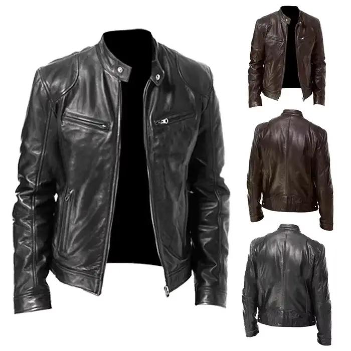 Veste de moto en cuir pour hommes, manteau de Style Punk, col montant, mode jeunesse, vêtements d'extérieur décontractés, fabriqués en chine, offre spéciale