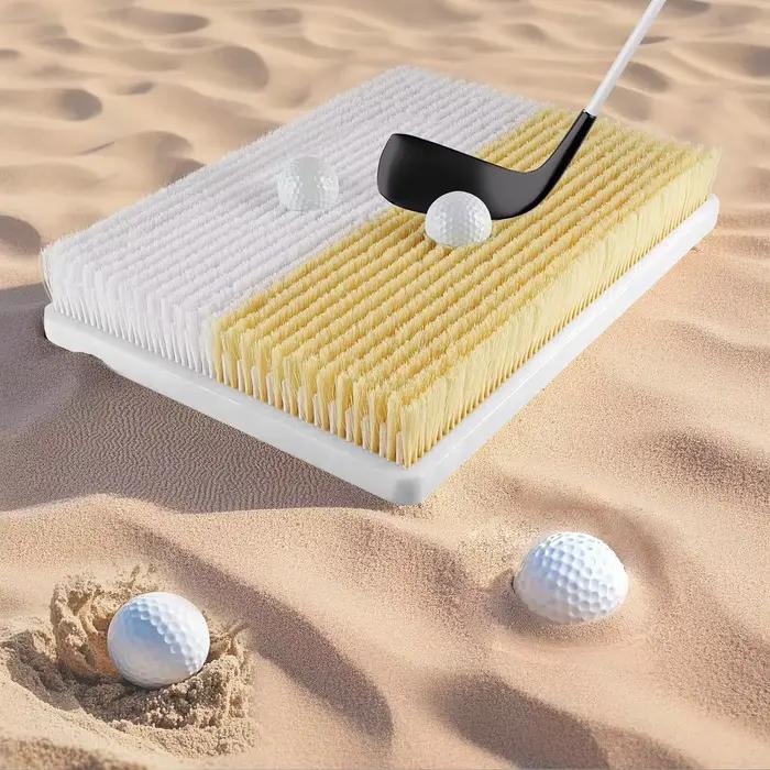 Tapis d'entraînement de golf pour bunker - Simulateur de sable à double mode avec simulation de fosses peu profondes et profondes, 15,5' x 11,6'' - Tapis de frappe de golf portable