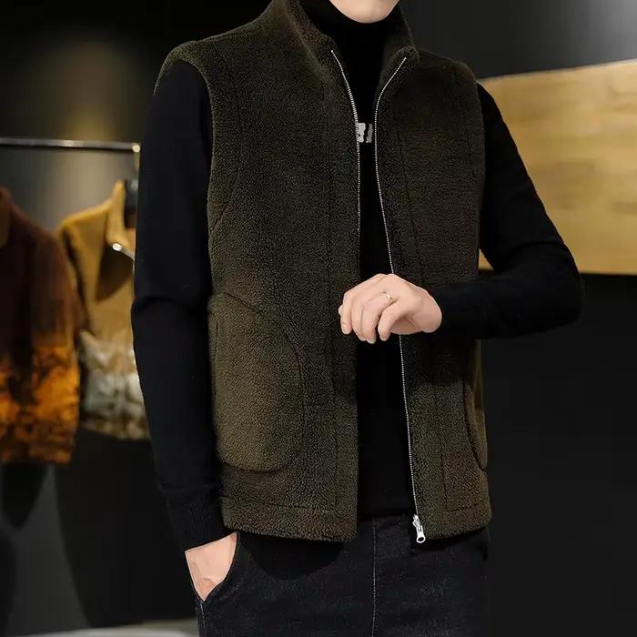 Gilets d'hiver en laine d'agneau pour hommes