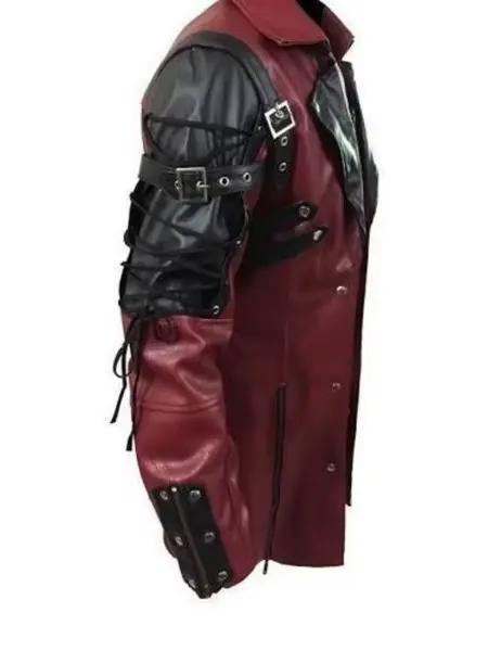 Veste de motard gothique médiéval pour hommes, veste en cuir, noir, rouge, style punk, manteau steampunk, automne, hiver, moto, 5XL