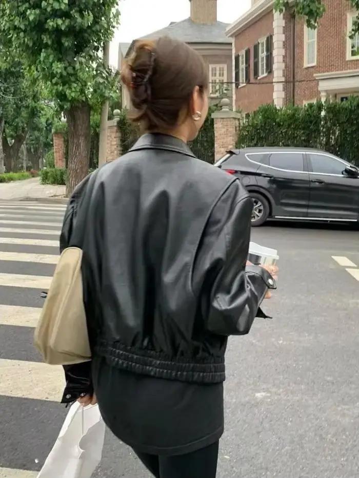 Veste en cuir Vintage pour femmes