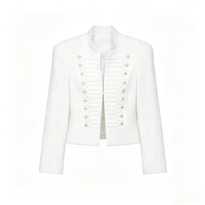 Veste Courte Femme Blazer avec Décoration Tressée et Boutons Dorés Épaulettes – Collection Printemps 2026