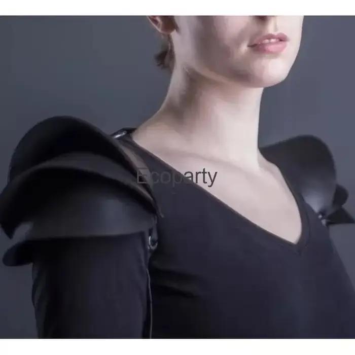 Armure d'épaule gothique médiévale pour adultes, accessoire de Costume de chevalier guerrier, harnais en cuir Pu noir, Cape d'armure, Costumes de Larp