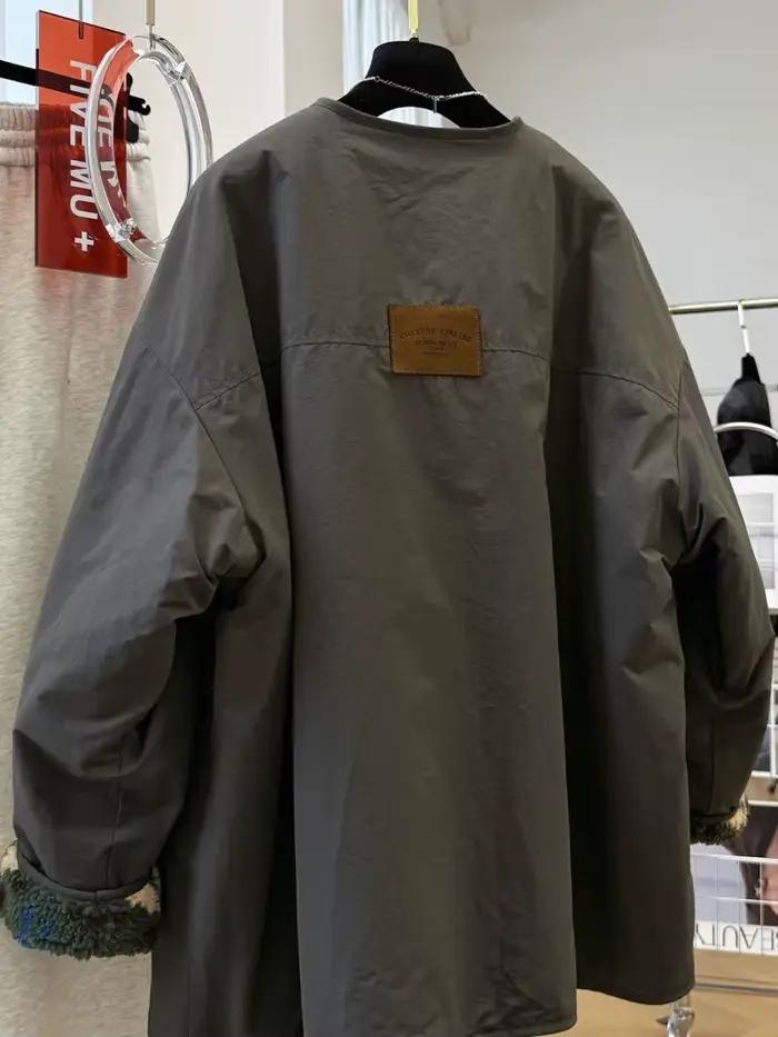 Veste en peluche réversible grande taille vêtements pour femmes Style japonais coréen paresseux décontracté Vintage laine d'agneau manteau polaire w1440
