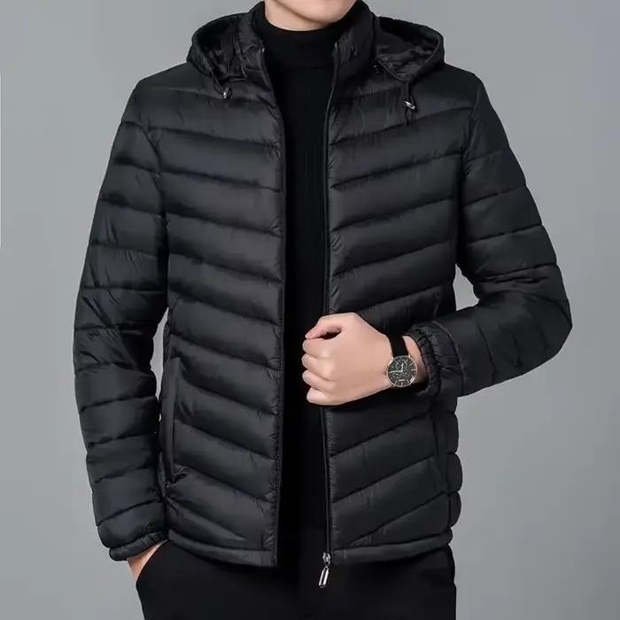 Doudounes à capuche pour hommes, manteau rembourré, doudounes légères, parkas d'hiver, jeune, en vente, nouveau et moderne, extérieur décontracté